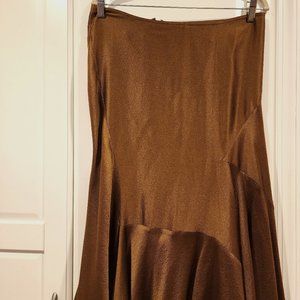 Brown Silk Donna Karan Skirt - Size 12